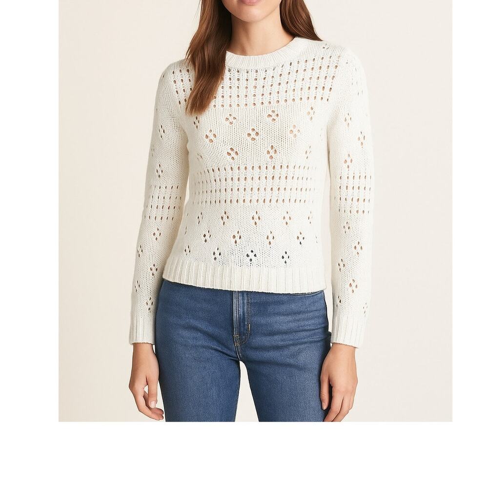 La Vie Rebecca Taylor Open-Knit Sweater  Size XS Cream White